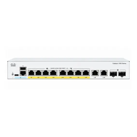 Cisco Catalyst 1200 8-Port Gigabit PoE+ Smart Managed Switch with 2 × 1G Uplinks