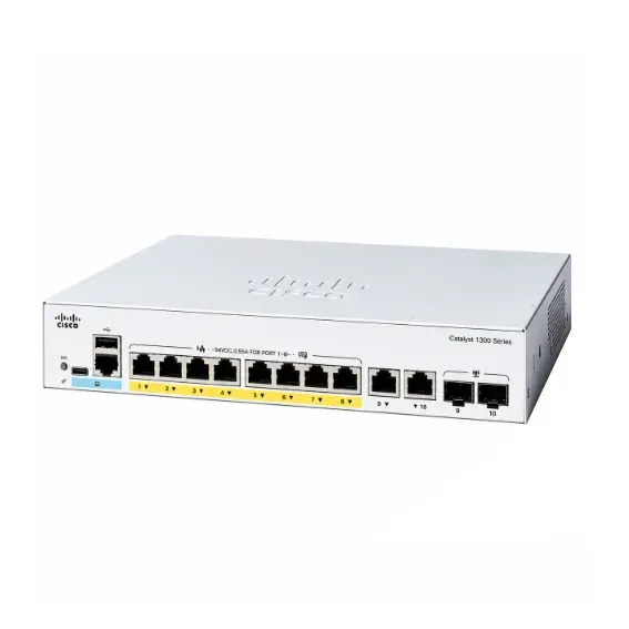 Cisco Catalyst 1300 8-Port Gigabit PoE+ Managed Switch with 2 × 1G Uplinks