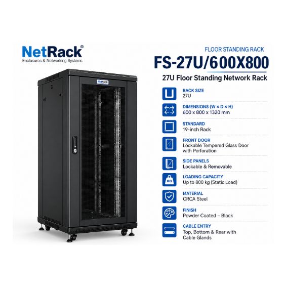 NetRack 27U Floor Standing Network Rack (600 × 800 × 1322 mm)