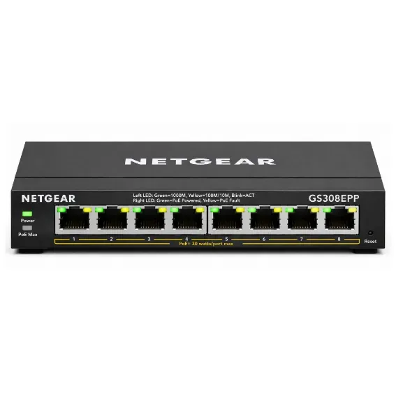 NETGEAR 8-Port Gigabit Smart Managed Plus PoE+ Switch with 123W PoE Budget