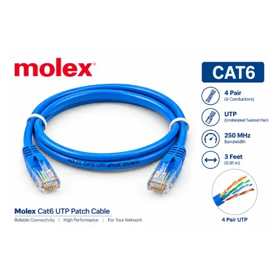 Molex Cat6 UTP Patch Cable – 3 Feet