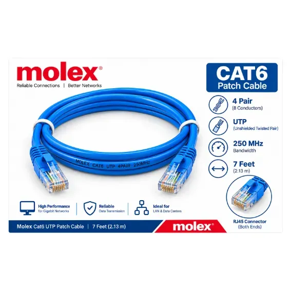 Molex Cat6 UTP Patch Cable – 7 Feet