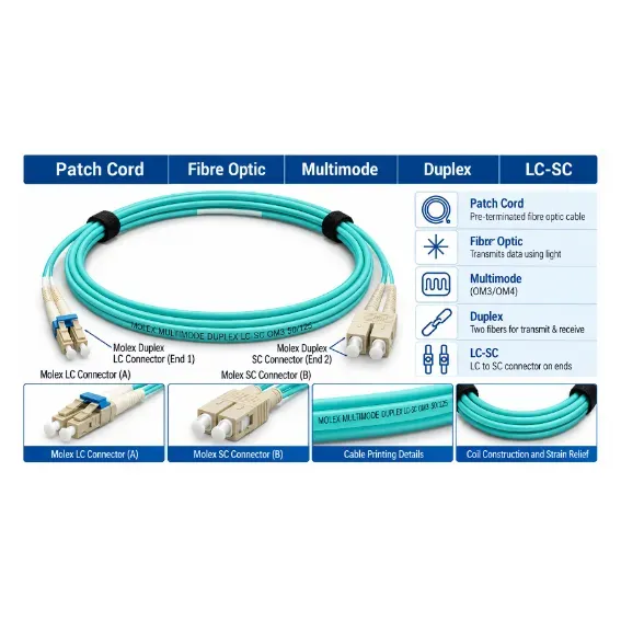 Molex LC-SC Duplex Multimode Fiber Patch Cord