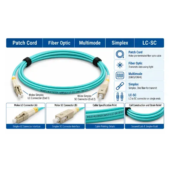 Molex LC-SC Simplex Multimode Fiber Patch Cord