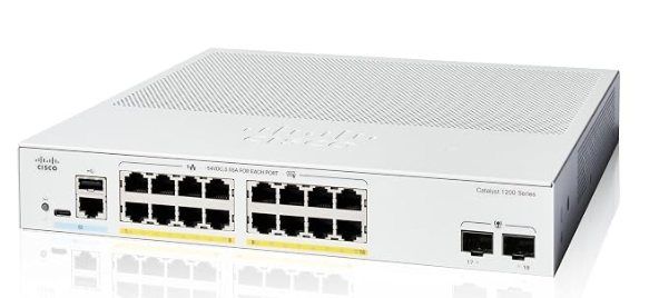 Cisco Catalyst 1200 16-Port Gigabit PoE+ Smart Managed Switch with 2 × 1G Uplinks