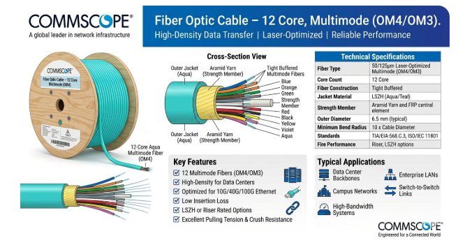xmedia commscope 6 core multi mode fiber optic cable