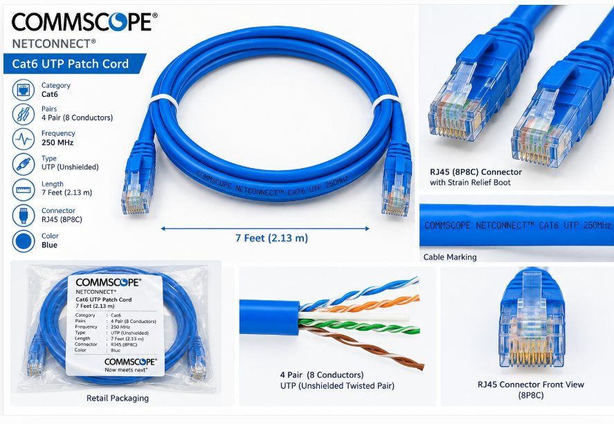 xmedia commscope cat6 utp patch cable 7 feet