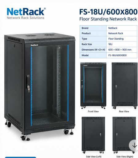 NetRack 18U Floor Standing Network Rack (600 × 800 × 900 mm)
