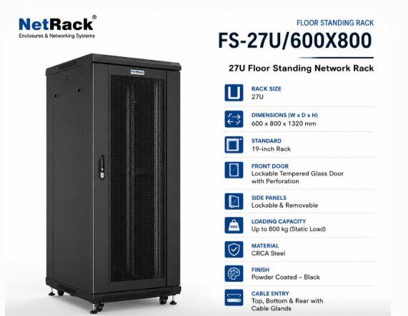 NetRack 27U Floor Standing Network Rack (600 × 800 × 1322 mm)