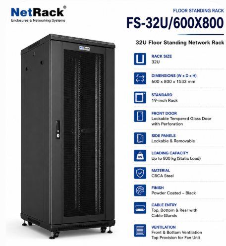 NetRack 32U Floor Standing Network Rack (600 × 800 × 1544 mm)