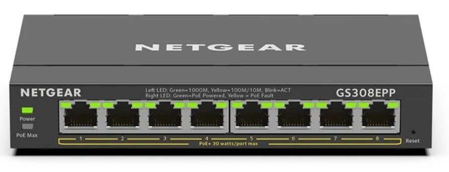 NETGEAR 8-Port Gigabit Smart Managed Plus PoE+ Switch with 123W PoE Budget