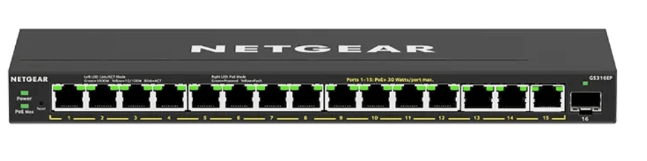 NETGEAR 16-Port Gigabit Easy Smart Managed PoE+ Switch