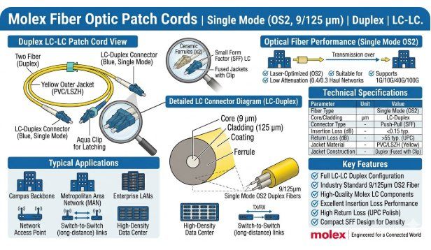 xmedia molex lc lc duplex single mode fiber patch cord