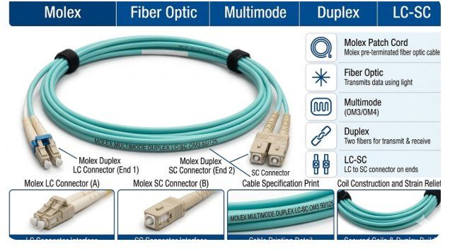 xmedia molex lc sc duplex multimode fiber patch cord