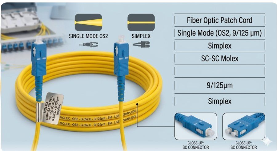 xmedia molex lc sc duplex single mode fiber patch cord