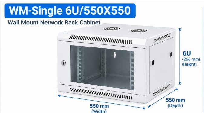 NetRack 6U Wall Mount Single Section Network Rack (550 × 550 × 347 mm)