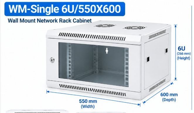 NetRack 6U Wall Mount Single Section Network Rack (550 × 600 × 347 mm)